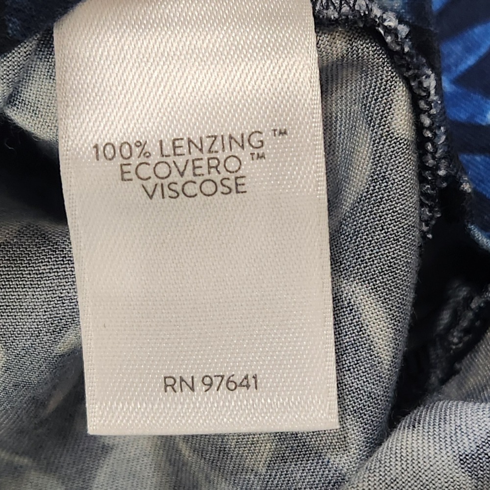 Pure Jill J. Jill Blue Leaf Print Viscose Midi Dress XL Tall NWT Long Sleeve - Picture 9 of 11